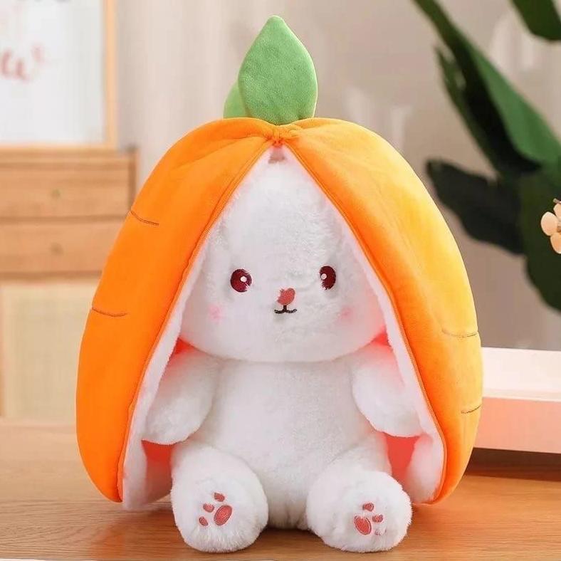 Official Boneka Kelinci Strawberry Wortel Flip Resesible Ukuran 30Cm  Bahan Halus 2026