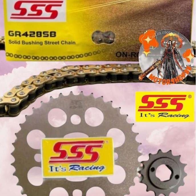 gear set FULL SSS 428 rantai gold random mega pro / cb150 / cbr150 old / cb100 / verza /Tiger / gl 1