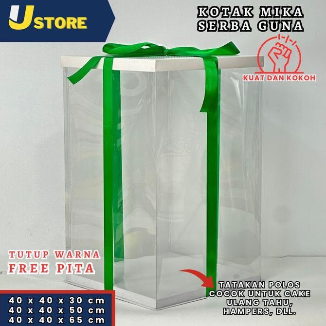 Cake Box Mika Dus Kue Kotak Kue 40X40 Cm Box Jumbo Kotak Hantaran Kotak Kado Tutup Warna Dan Transpa