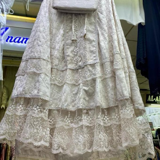 Mukena bahan sutra Paris KD renda tile