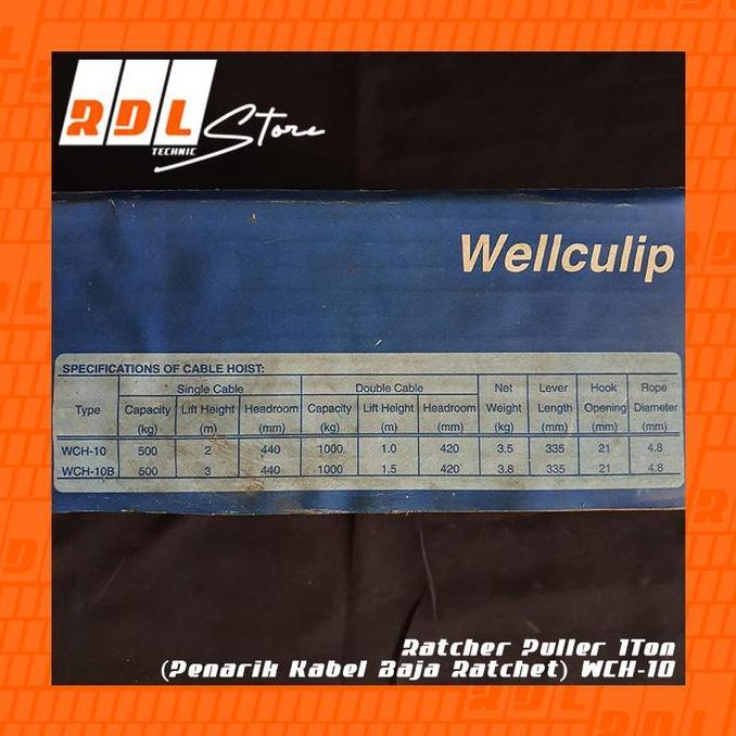 Ratchet Puller 1Ton (Penarik Kabel Baja Ratchet) WCH-10