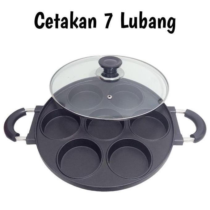 BEST Cetakan 7 Lubang Datar HAPPYCALL / Cetakan Martabak Mini Cetakan Kue Lumpur Dll Baja Teflon Kit