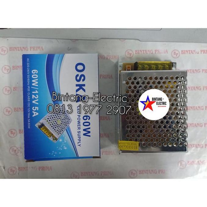 Lightfast- Adaptor / Power Supply 12V - 5A Model S-60W-12 Merk Oska