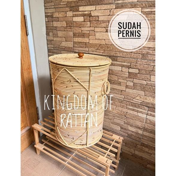 [ZR] (COATING MENGKILAT) laundry bag rotan alami/laundry bag aesthetic kekinian/keranjang baju kotor