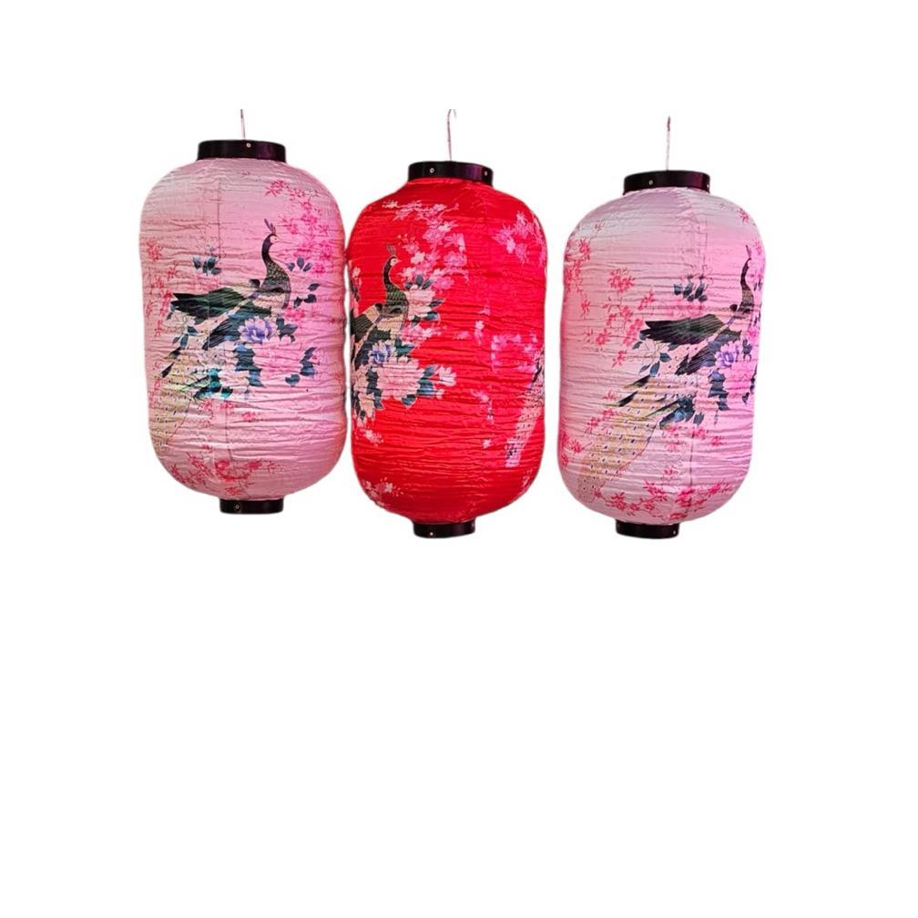 1Pc Lampion Motif Bunga Bahan Satin Hiasan Dekorasi Imlek / Ruangan Imlek Day