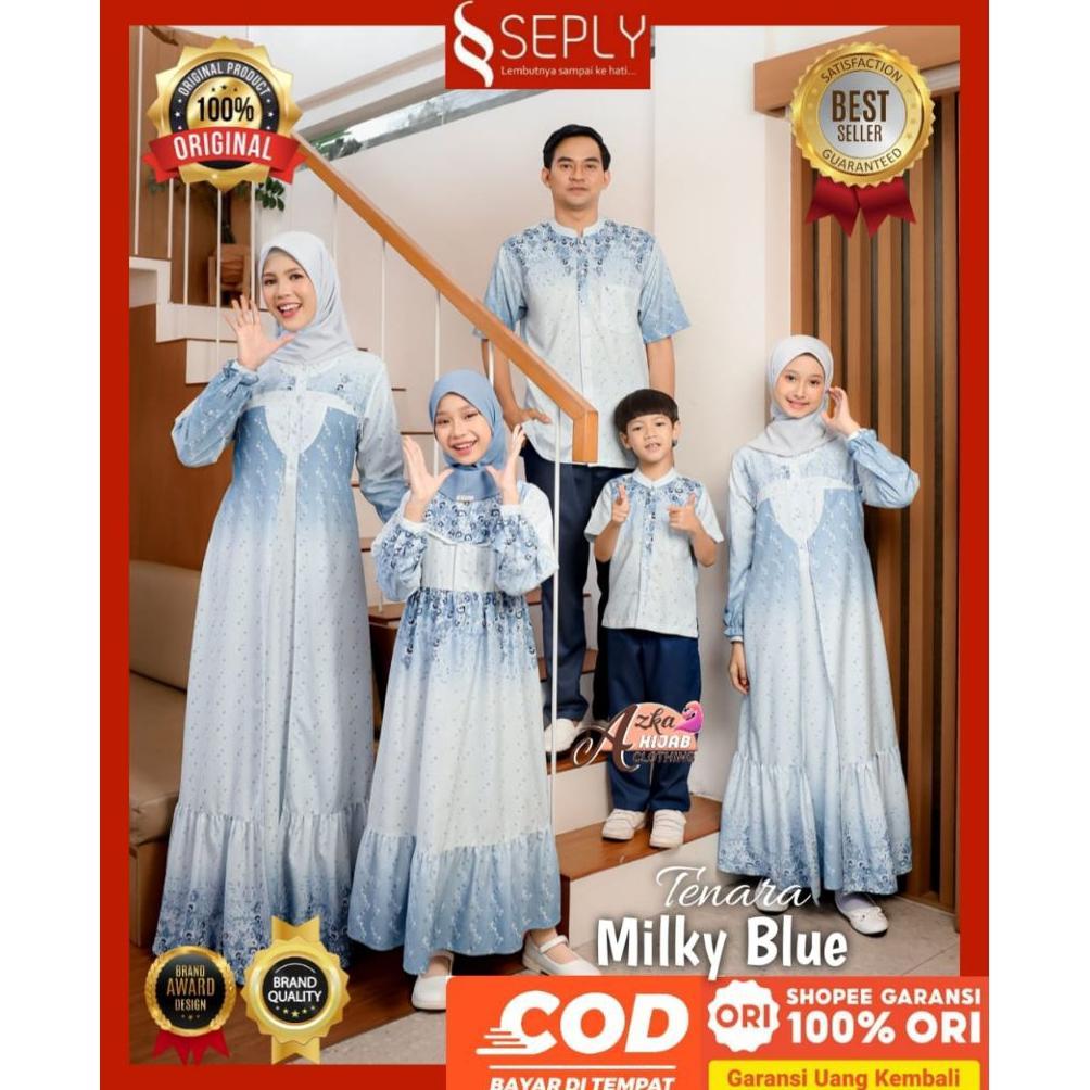 Promo Idul Fitri SEPLY Sarimbit 2026 Tenara Milky Blue ORI - Sarimbit Keluarga 2026 - Sarimbit Lebar