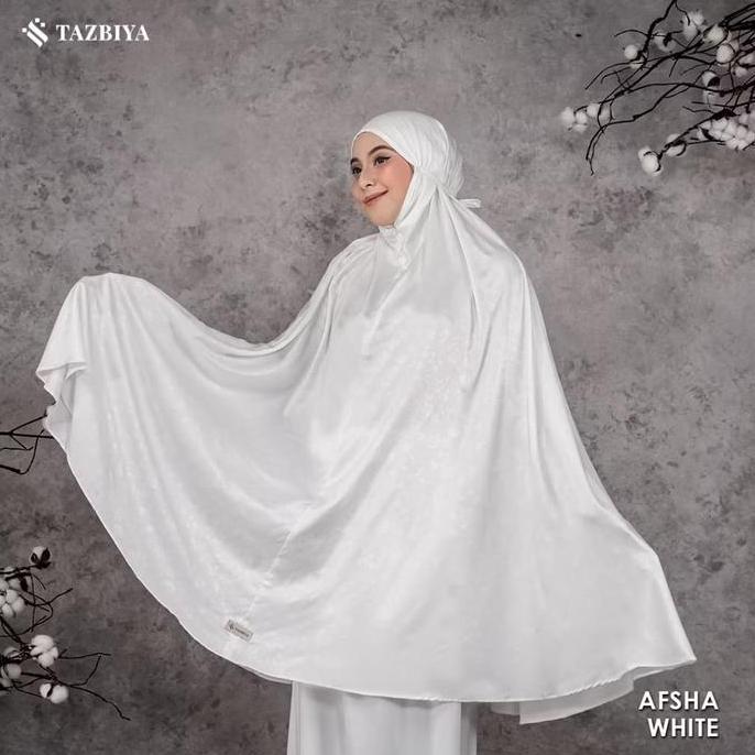 mukena tazbiya premium emboss 2in1 afsha series|mukena silk nikah|mukena putih tazbiya