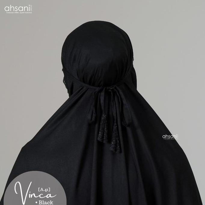 Mukena Terusan Hitam Vinca Ahsani Rayon Adem Tebal Mukena Umroh Haji