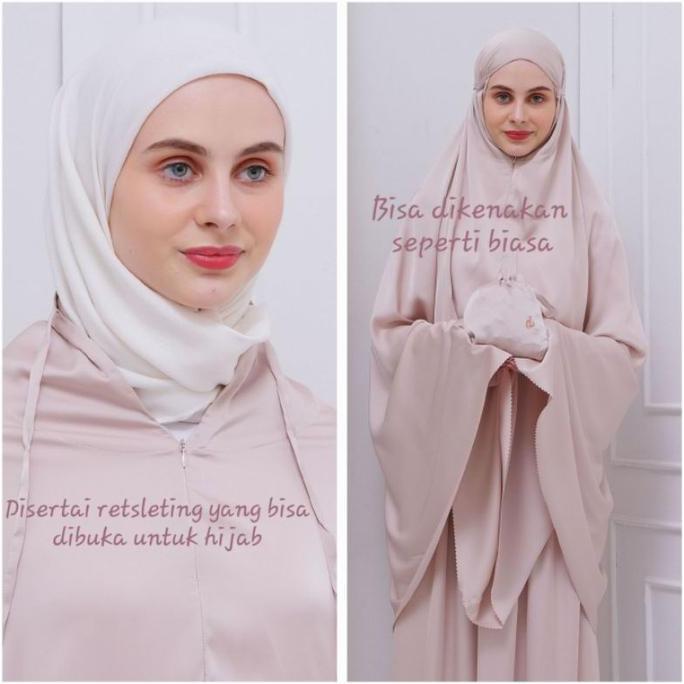 Mukena Mini Travel 2 in 1 Premium Armani Silk Abaya & Laser Cut Pocket