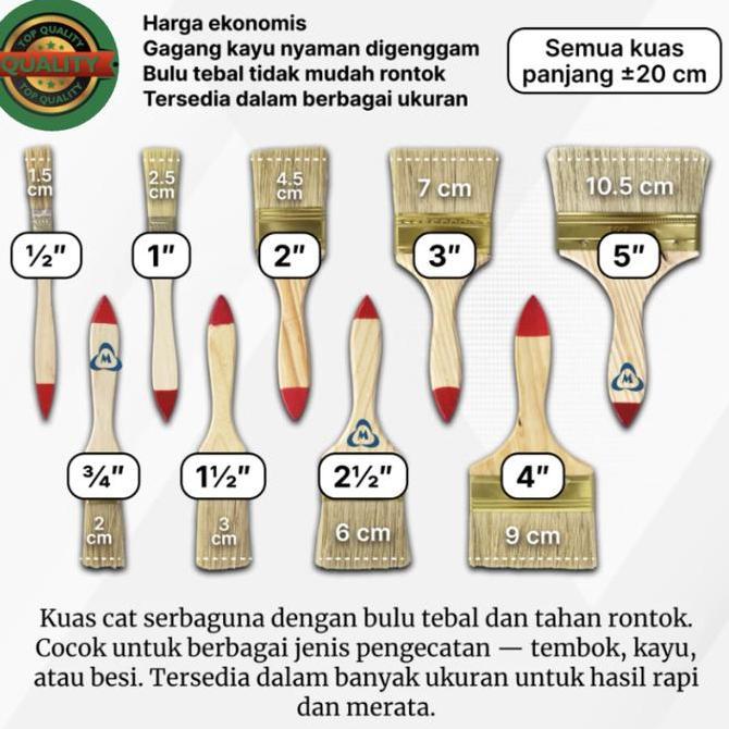 HOROZY TERMURAH Koas Cat Kuas Cat Kayu Tembok Dinding Serbaguna IZUMO 8633 Ukuran 1" 1,5" 2" 2,5" 3"