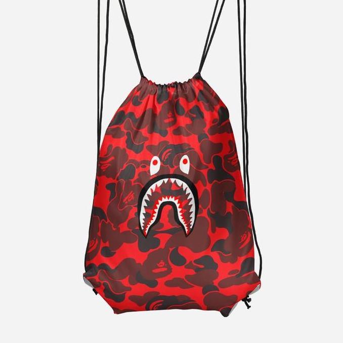 Tas Serut / String Bag A BATHING APE BAPE CAMO SHARK MERAH