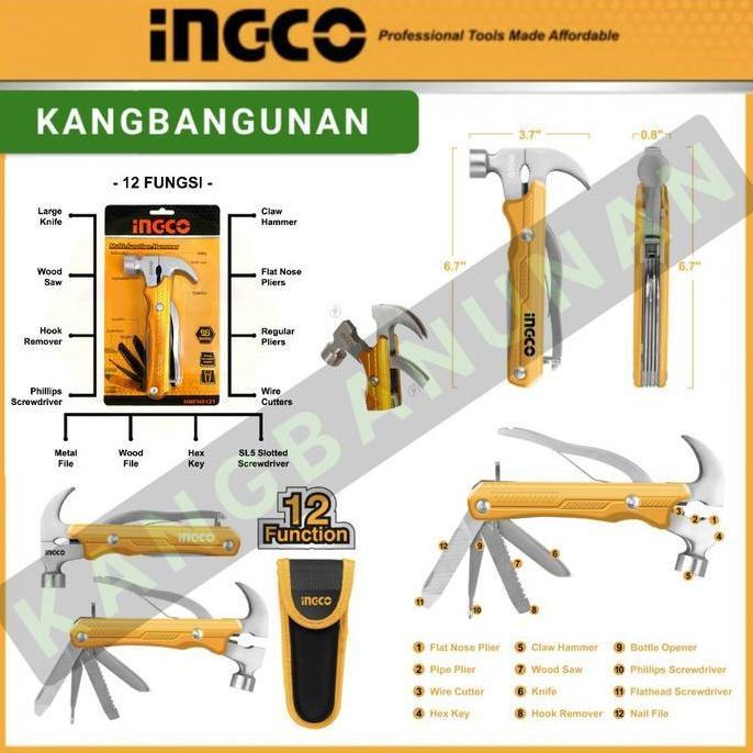 HOROZY MARTIL MULTIFUNGSI PALU 12 MULTIFUNGSI INGCO HMFH0121 PAKU PISAU UKIR