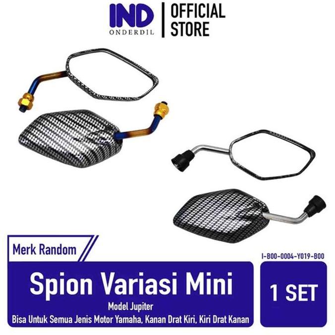 Spion-Sepion-Kaca-Cermin-Bulat Kiri-Kanan Mini-Pendek Set Variasi Karbon-Carbon Model Jupiter Gagang