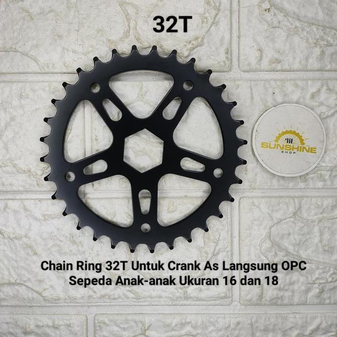 Chain Ring Piringan 32T Untuk Crank Gir Tengah As Langsung Sepeda Anak 16 18
