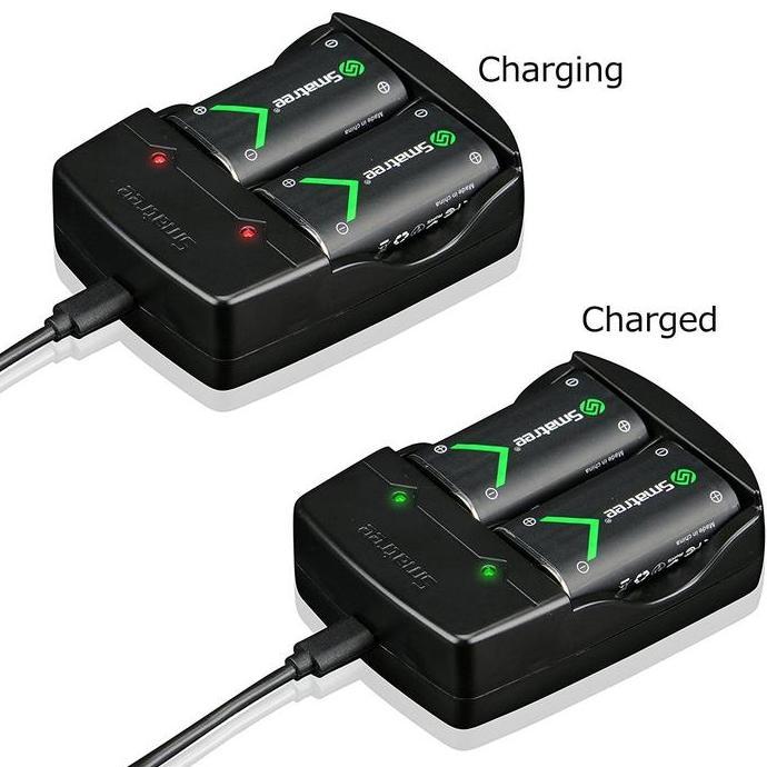 Smatree Battery Xbox One / One S (2-pack) & Dual Charger for Xbox One Xbox One S Xbox One X Xbox One
