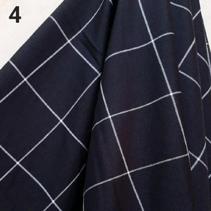 Ready Kain Kotak Yarndyed ( dasar hitam.garis putih )