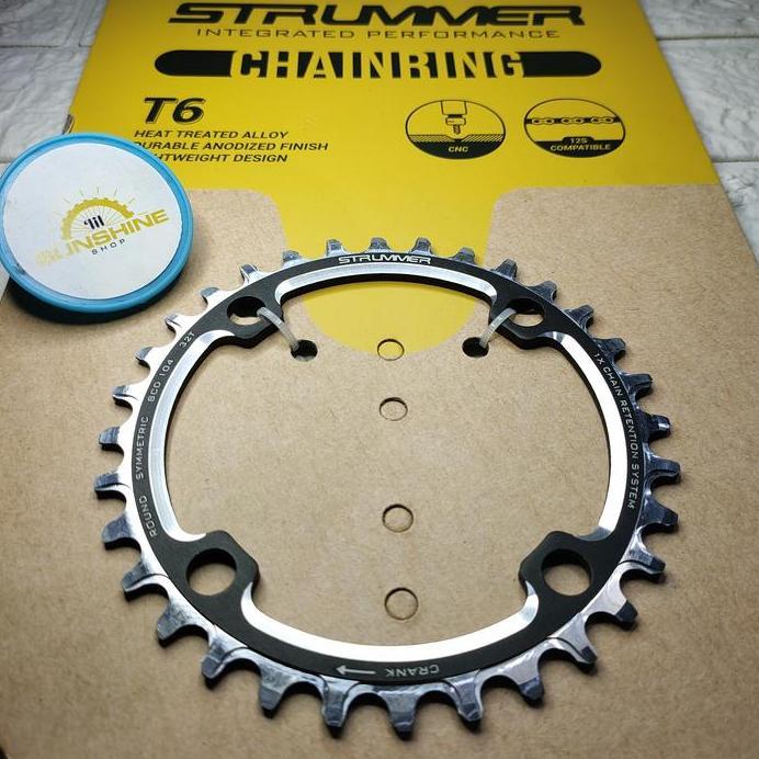 Chainring Crank STRUMMER 32T 34T 36T 38T 40T 42T 44T BCD 104 ROUND Alloy CNC Sepeda BMX Fixie Roadbi