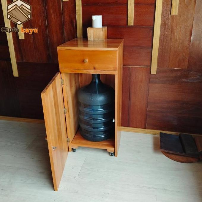 Allthebest- Lemari Dispenser Galon Bawah - pake roda..minimalis (35x35x75 CM) Besi Kayu