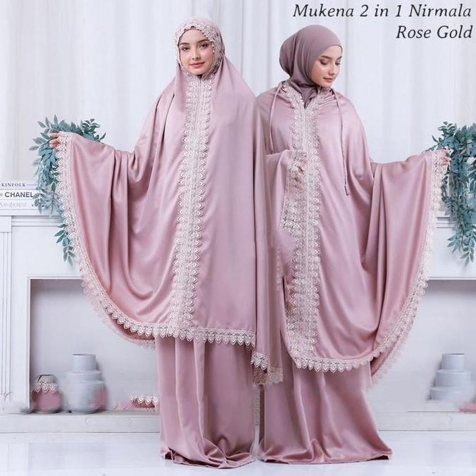 mukena 2in1 renda nirmala Atasan Bawahan Satin Muslim Panjang Silk