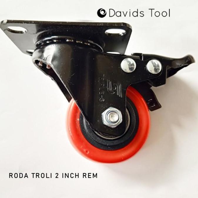 Allthebest Roda Troli Kulkas Lemari Meja Caster Rem 2Inch Merah