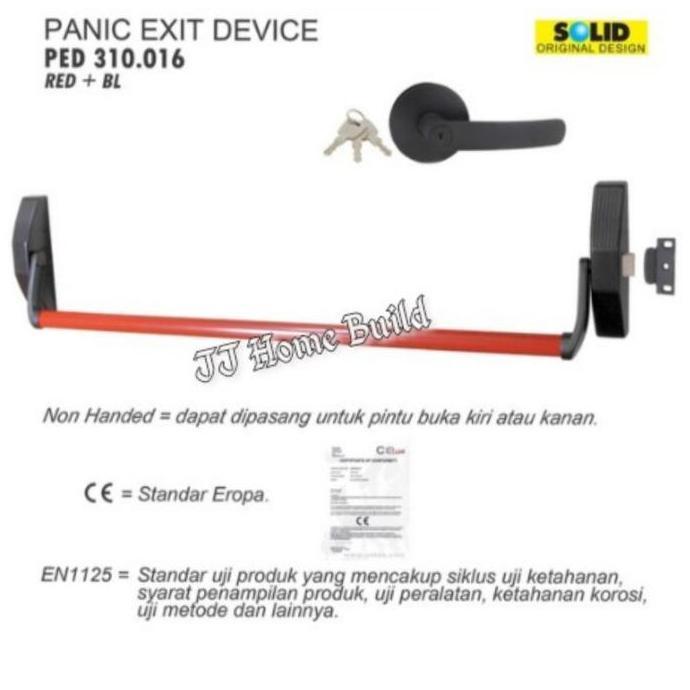 Panic Bar Solid PED 310+016 Red+Black/Handle Pintu Emergency/Darurat