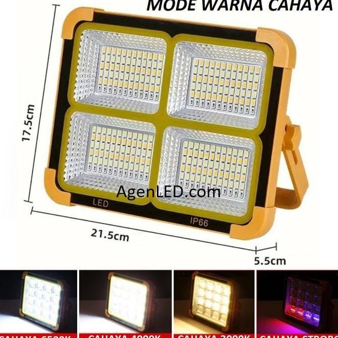 LUMIRS Lampu Sorot LED Emergency Portable 100W 200W Solar Panel Surya Rechargeable USB cas Flood lig