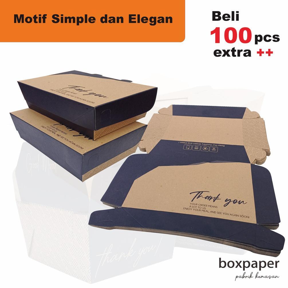 BestPromo Paper Lunch Box Size ( L ) Kraft Laminasi Kotak Dus Makan Ayam Nasi Goreng Bakar Geprek Pe
