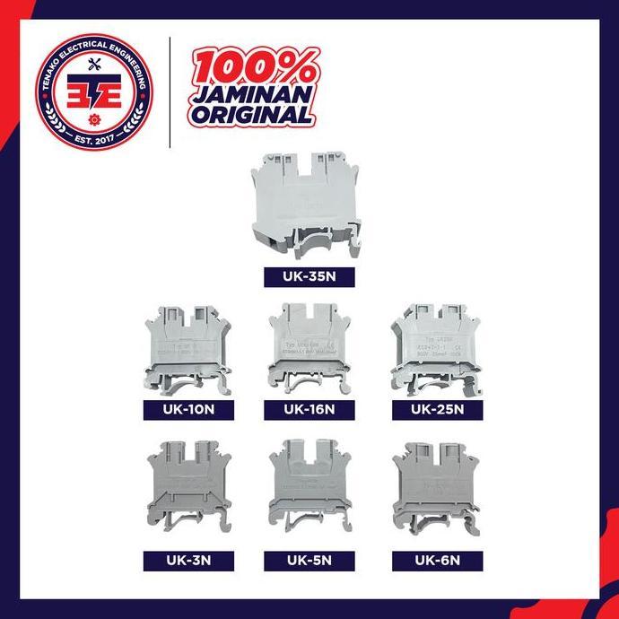 Terminal Block Din Rail 800V UK3N UK5N UK6N UK10N UK16N UK25N UK35N Per 1 Dus UK-3N UK-5N UK-6N UK-1