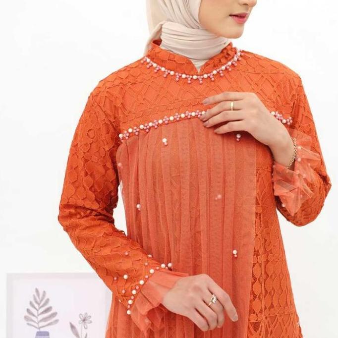 GAMIS OZIAS BRUKAT FIMELA 09933 I Gamis Kondangan Jumbo I Fashion Muslimah I Jumbo LD 120 140 Panjan