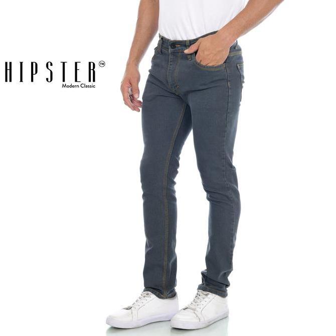 HIPSTER celana panjang jeans denim pria warna grey/abu Termurah