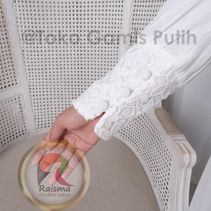 Raisma - Gamis Dress Putih Tulang Lebaran Cantik Dan Elegan Baju Gamis Putih Wanita Terbaru