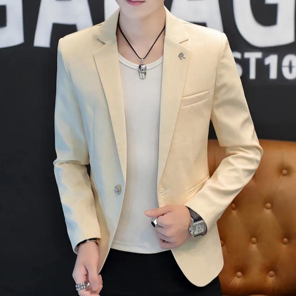 BIG SALE JAS PRIA KOREAN JAS BLAZER KOREA SIZE L SIZE XL BAHAN KATUN DRILL ADA KANTONG KANCING 1 JAS