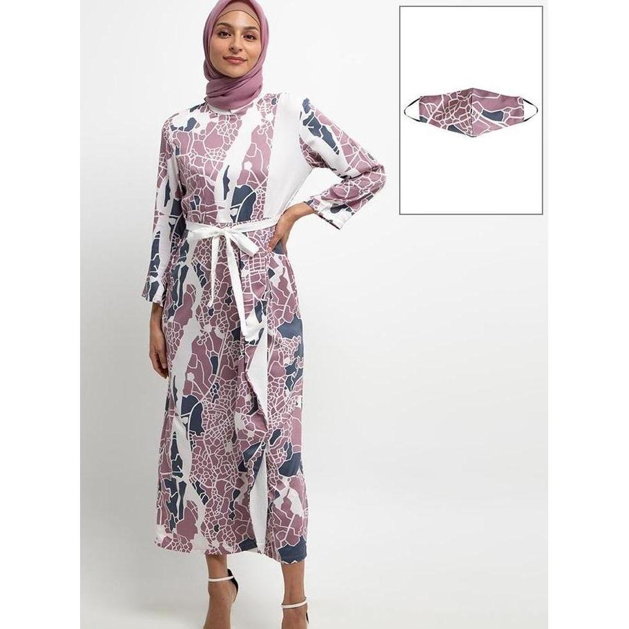 Arjuna Weda Gamis Batik Wanita Motif Aleena - Bahan Semi Sutera | Resleting Belakang