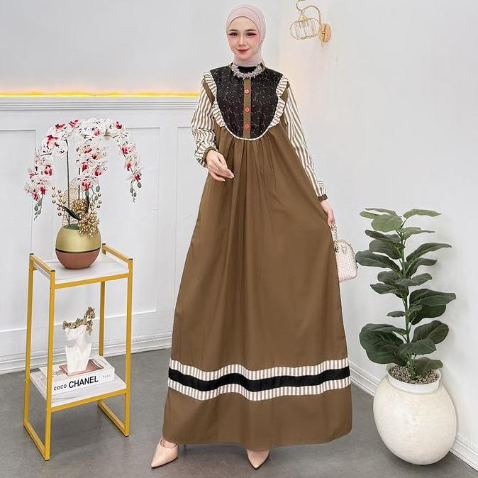 Kahiyang Gamis Katun Kombinasi Terbaru Dress Wanita Muslim Gamis Brokat