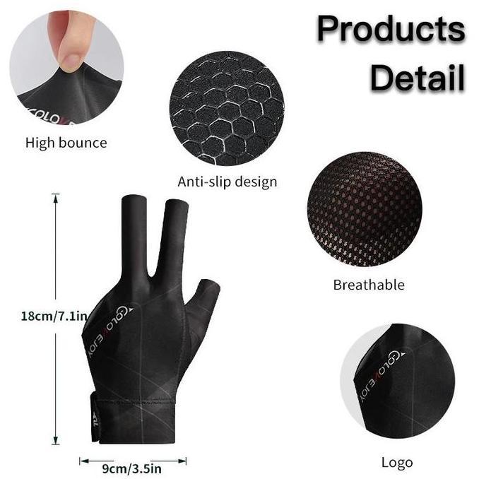 Coolblue- Sarung Tangan Biliar Anti Selip Sarung Tangan Biliar Jari Terbuka Dan Jari Penuh Sarung Ta