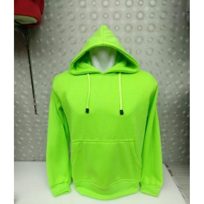 Sweater Hoodie Original Polos Warna Hijau Stabilo Unisex Pria dan Wanita M-XXL