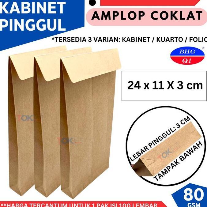 Amplop Coklat Kabinet PINGGUL 11x24Cm isi 100lbr