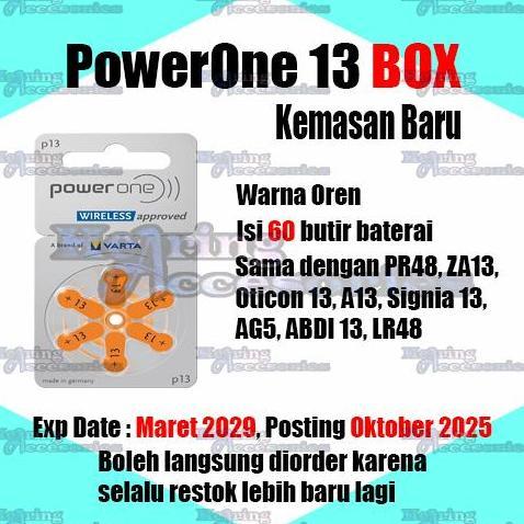 Medkit- Powerone Baterai Alat Bantu Dengar P13 Size 13 Diameter 7.9 Mm Tinggi 5.4 Mm 1.45 V Mercury-