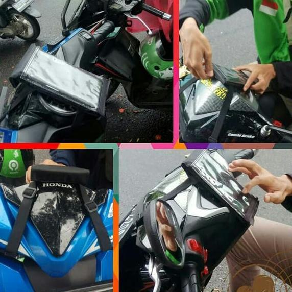 TERMURAH Phone Holder HP Waterproof untuk di Motor Anti Air Tas Gojek Grab Layar Sentuh Touchscreen 