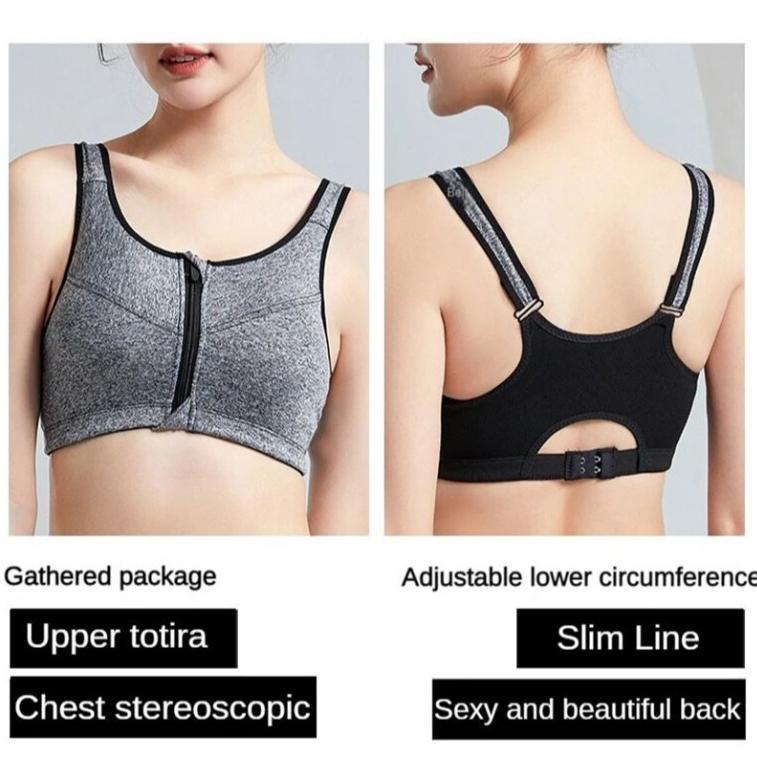 PREMIUM Bra Sport Gym Yoga Push Up Bra Olahraga Wanita Resleting Depan Tanpa Kawat BH Sport Bh Gym B