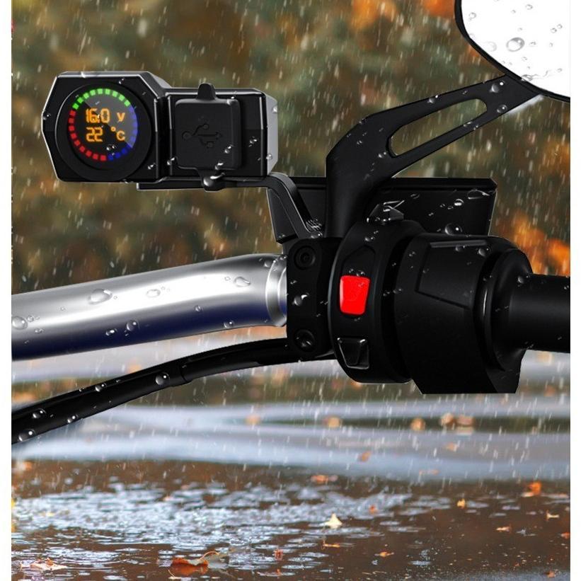 DISKON CHARGER MOTOR FAST CHARGING TYPE C VOLTMETER DIGITAL WATERPROOF MOTORCYCLE DIGITAL VOLTMETER 