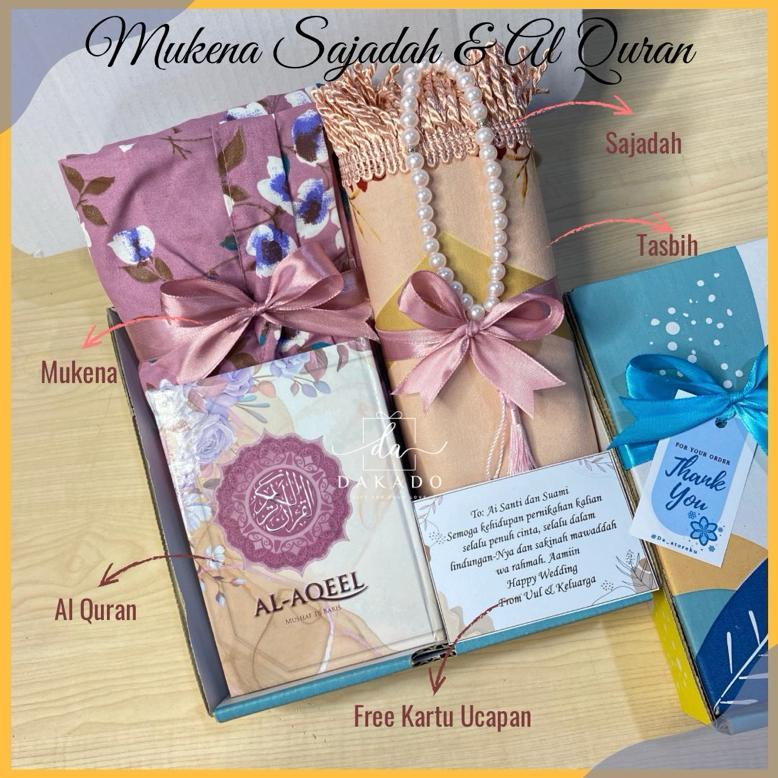 BEST SELLER HAMPERS MUKENA DEWASA SATU SET SAJADAH AL QURAN FREE TASBIH / SESERAHAN MUKENA SAJADAH P