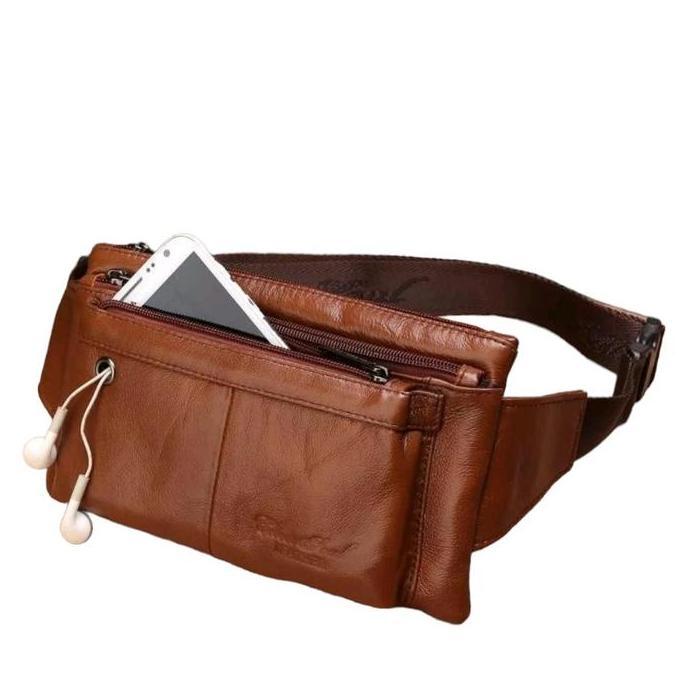 DV86 - Tas Pinggang Kulit Pria Tas Kulit Kecil simple Setrip Import Tas Sepeda