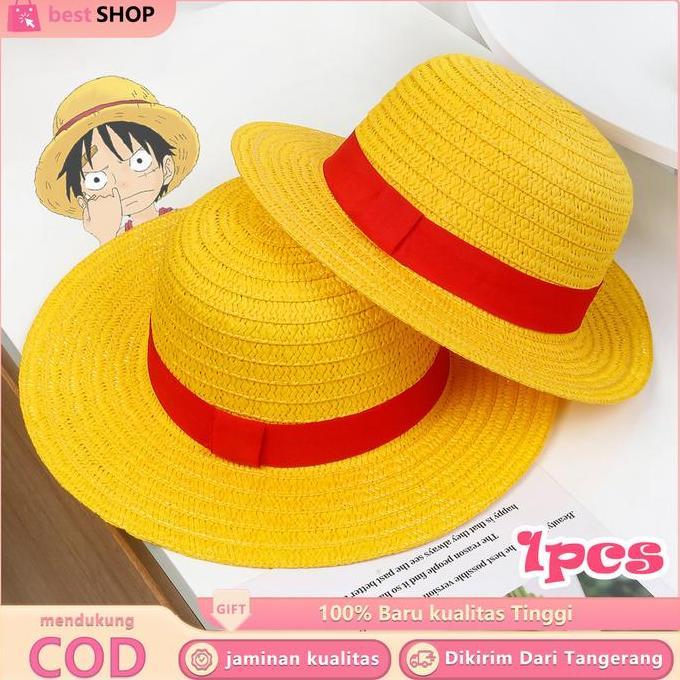 DV361 - Topi Jerami Cosplay Anime Topi Mugiwara Premium Topi Performa Diameternya 31cm Untuk Remaja 