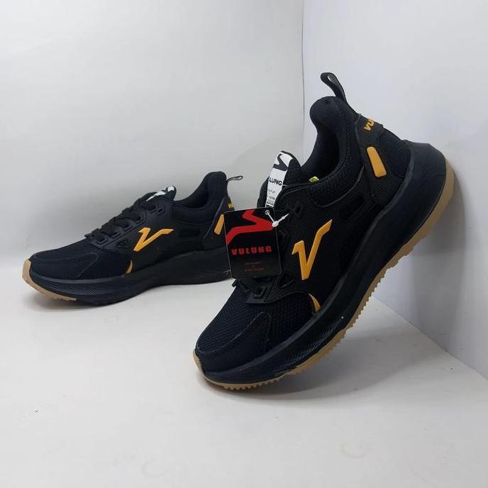 DI165 >> sepatu sneakers pria wanita casual vulung hitam lis gold sepatu lari pria sepatu jogging ce