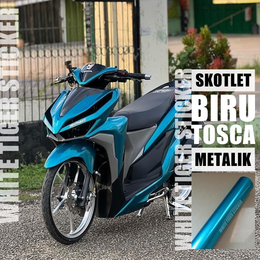 DISKON SKOTLET STIKER MOTOR BIRU TOSCA METALIK CANDY SKOTLET BIRU TOSCA CANDY SCOTLITE BIRU TOSCA ME