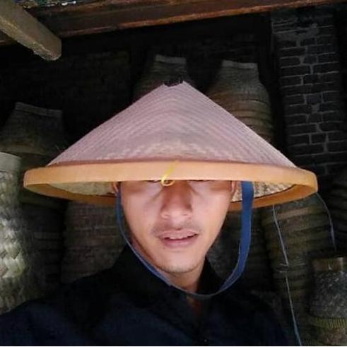 DI79 - Topi Caping Bahan Kulit Bambu Tebel Topi Caping Petani