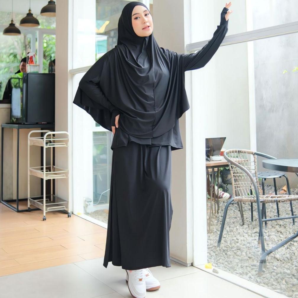TERBARU PRQUEEN | Denay Sporty Muslimah Set 3in1 | Baju Olahraga Wanita Model Rok Celana Hijab | Baj
