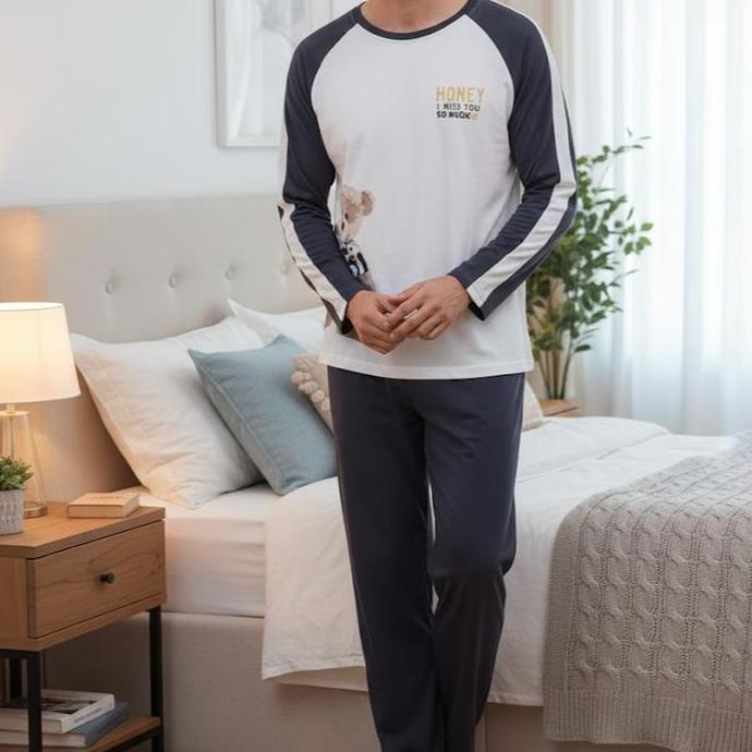 PIYAMA COWOK REMAJA TANGGUNG KAOS IMPORT SET CELANA PANJANG SIZE L-3XL