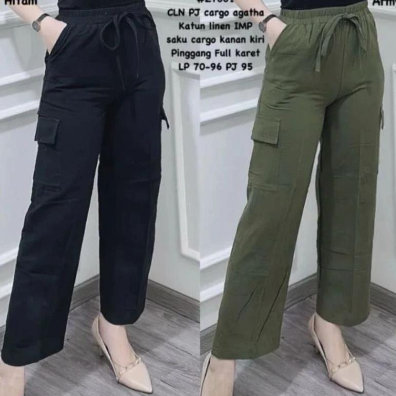 JUAL Celana Kulot Cargo Panjang Wanita Bahan Katun Drill Premium JUAL